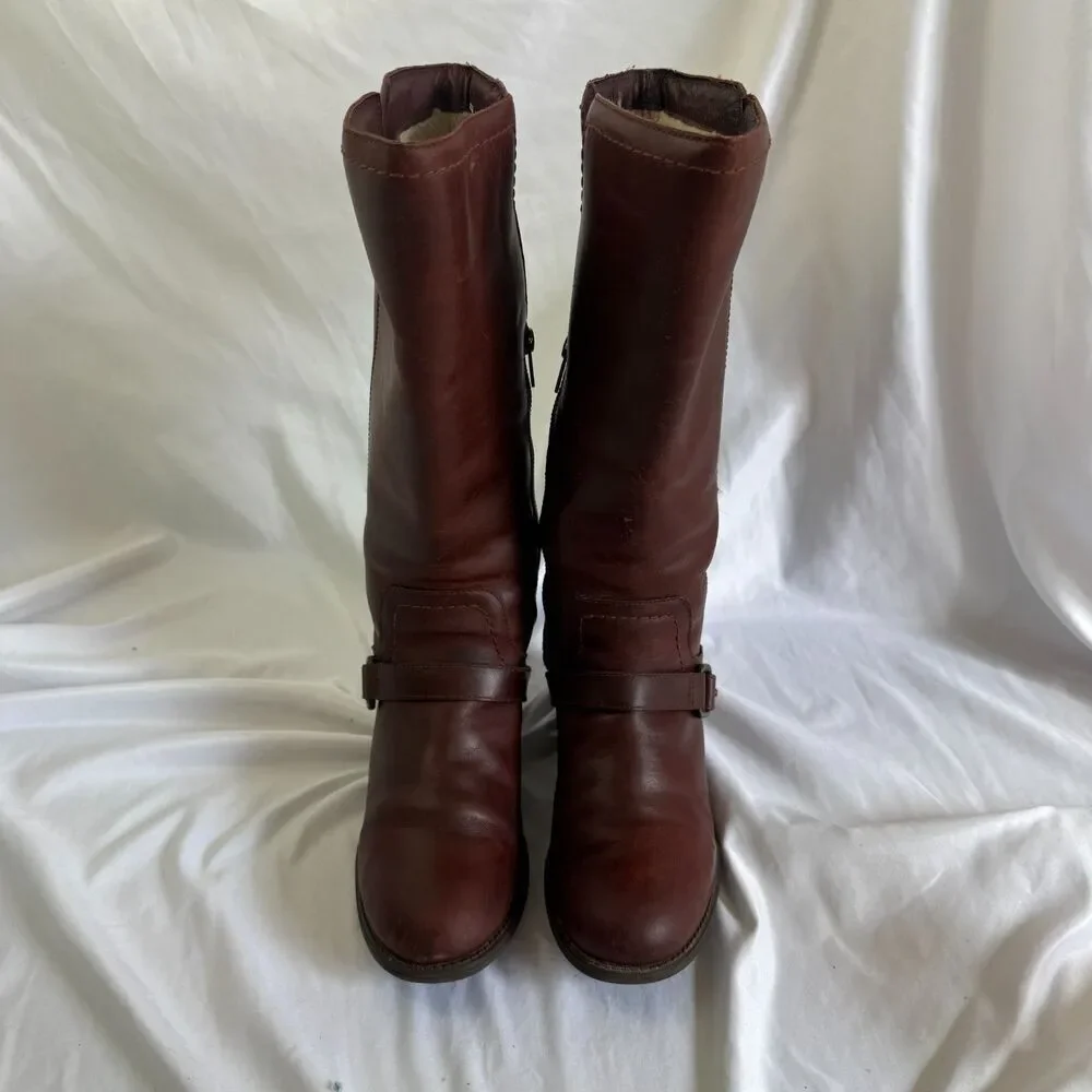 UGG Brown Red Dahlen Leather Womens Lined Equestrian Boots Winter 1006043 Size 7